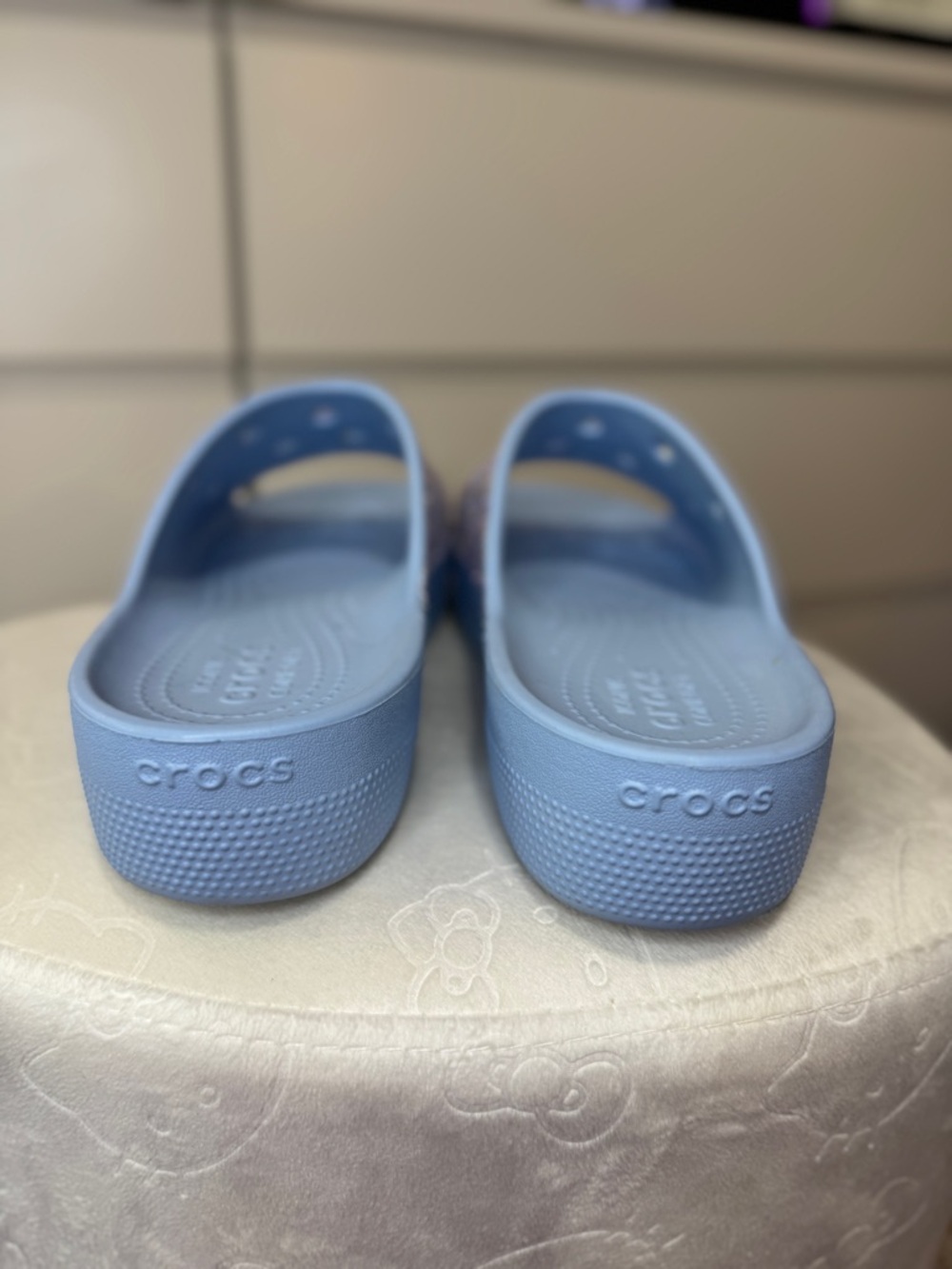CROCS Slide Sandals with Multicolor Glitter - Light Blue - Picture 5 of 8